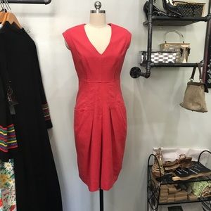 Lela Rose/ Coral/ Linen Dress/ Size 10/ Hip pocket